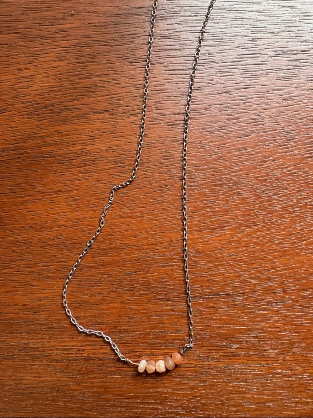 Delicate Pink Moonstone Bar Necklace - Unbranded
